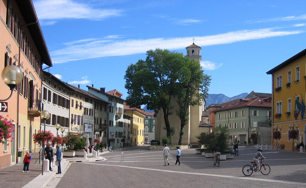 The square of the town Borgo Valsugana in Trentino